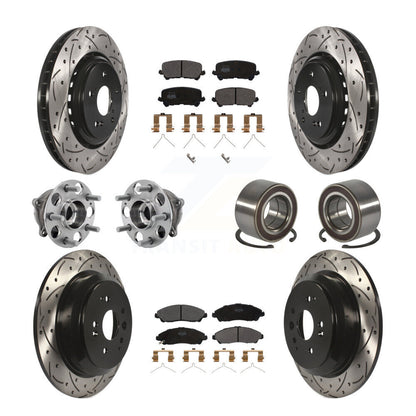Hub Bearing Coated Brake Rotor Pad Front Rear Kit (10Pc) For 14-16 Acura MDX AWD