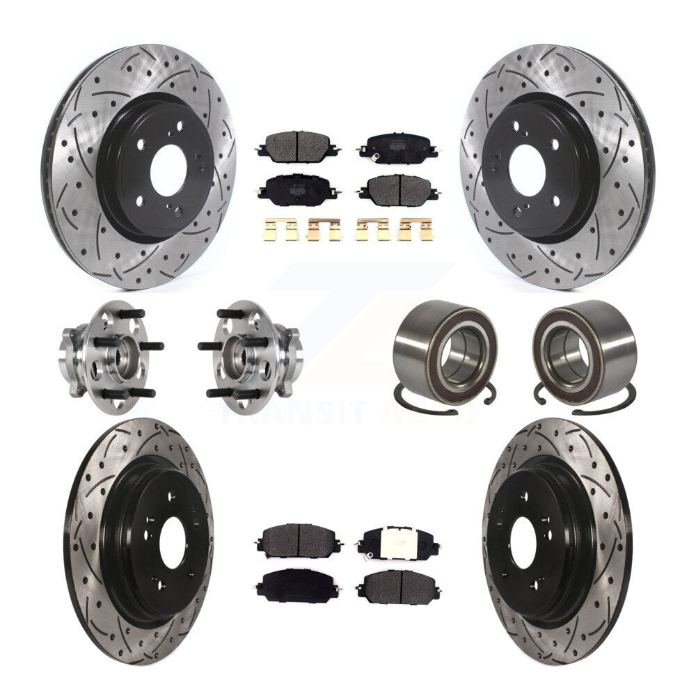 Hub Bearing Coated Disc Brake Rotor And Pad Front Rear Kit (10Pc) For Honda CR-V