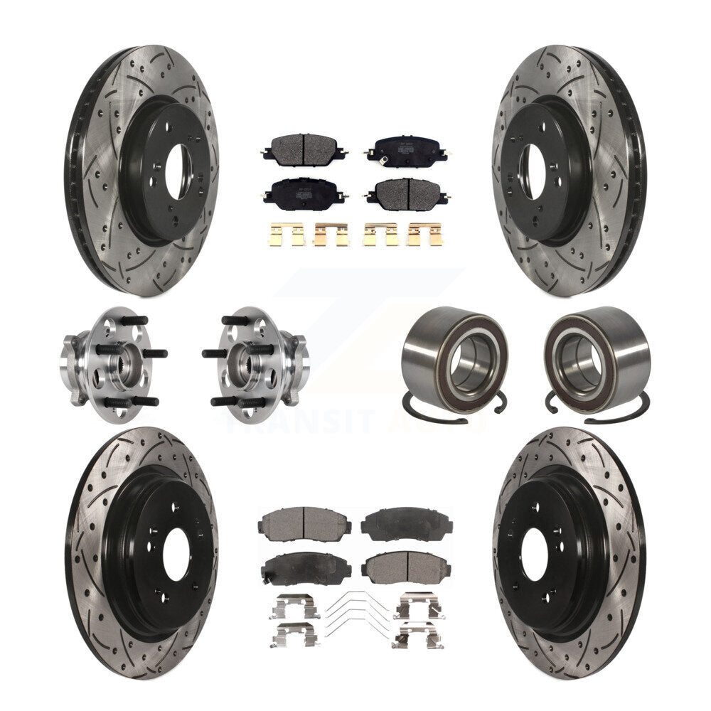 Hub Bearing Coated Disc Brake Rotor And Pad Front Rear Kit (10Pc) For Honda CR-V