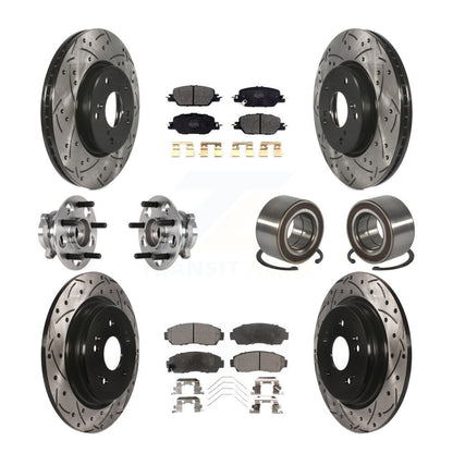 Hub Bearing Coated Disc Brake Rotor And Pad Front Rear Kit (10Pc) For Honda CR-V