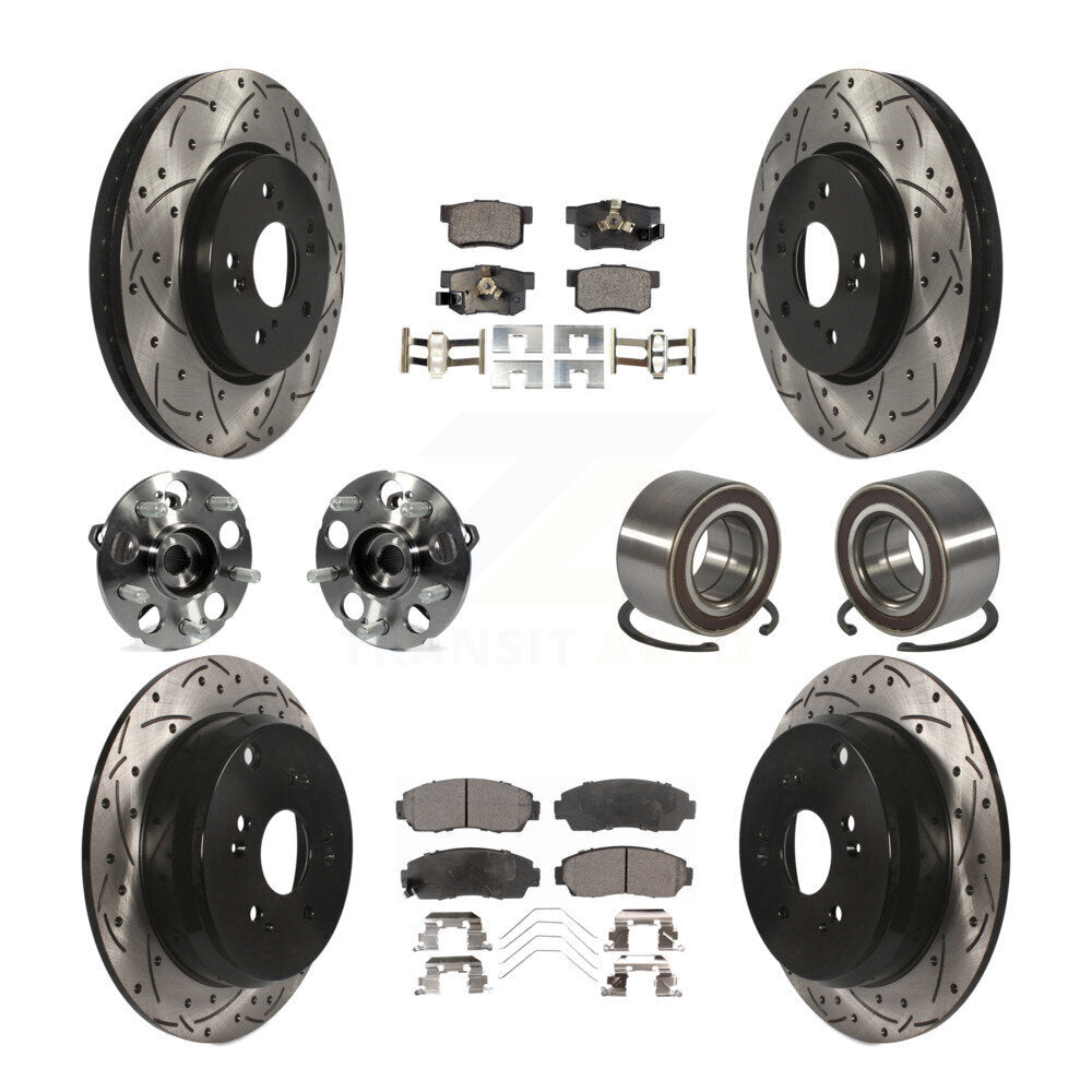 Hub Bearing Coat Brake Rotor Pads Front Rear Kit (10Pc) For 12-16 Honda CR-V AWD