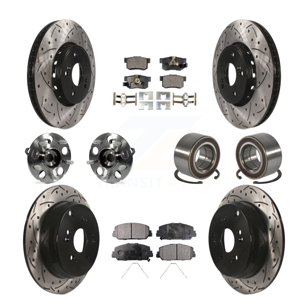 Hub Bearing Coated Brake Rotor Pad Front Rear Kit (10Pc) For 13-16 Acura RDX AWD