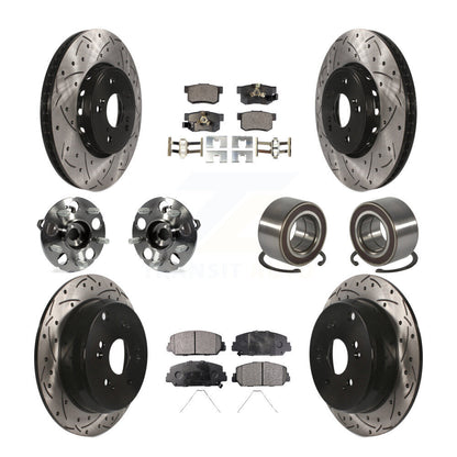 Hub Bearing Coated Brake Rotor Pad Front Rear Kit (10Pc) For 13-16 Acura RDX AWD