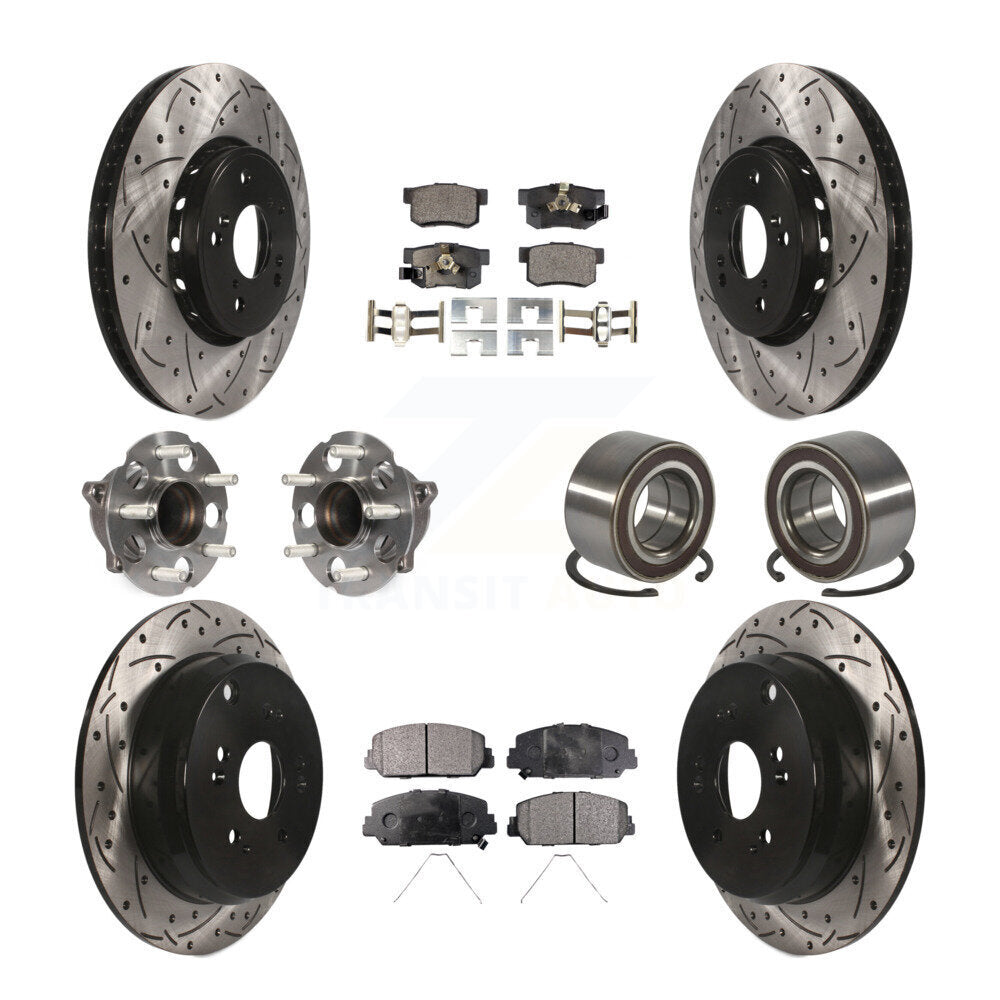 Hub Bearing Coated Brake Rotor Pad Front Rear Kit (10Pc) For 13-18 Acura RDX FWD