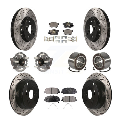 Hub Bearing Coated Brake Rotor Pad Front Rear Kit (10Pc) For 13-18 Acura RDX FWD