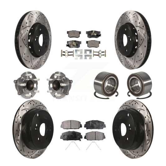 Hub Bearing Coated Brake Rotor Pad Front Rear Kit (10Pc) For 13-18 Acura RDX FWD
