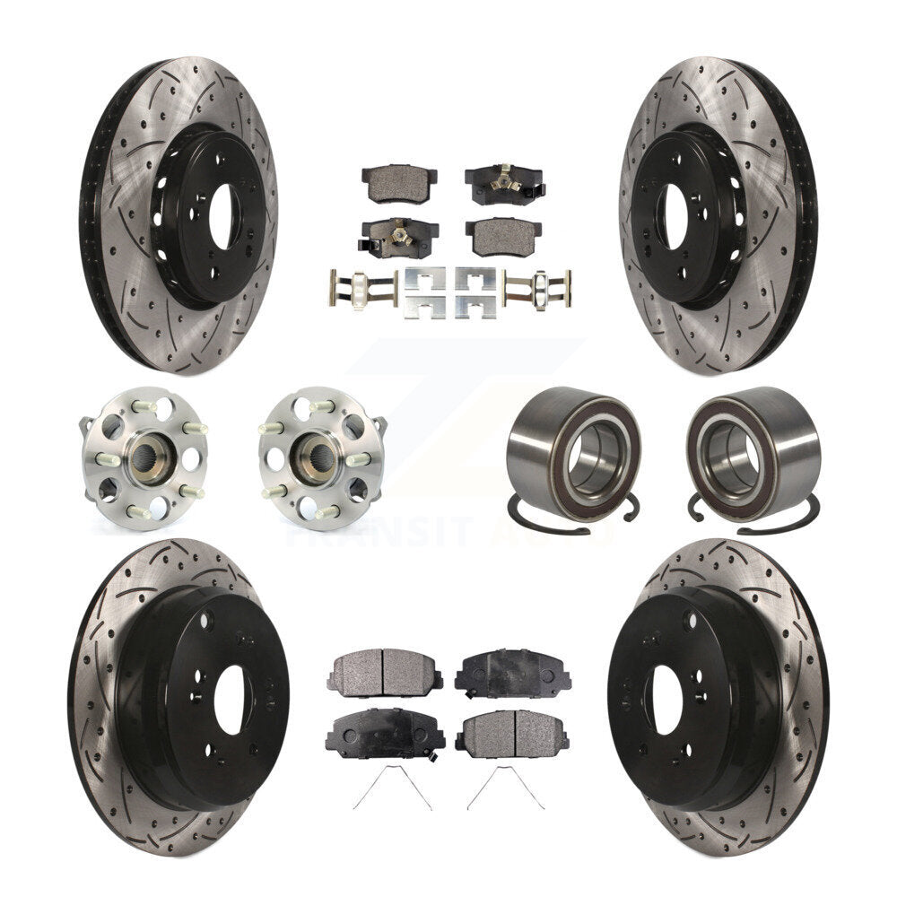 Hub Bearing Coated Brake Rotor Pad Front Rear Kit (10Pc) For 17-18 Acura RDX AWD