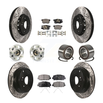 Hub Bearing Coated Brake Rotor Pad Front Rear Kit (10Pc) For 17-18 Acura RDX AWD