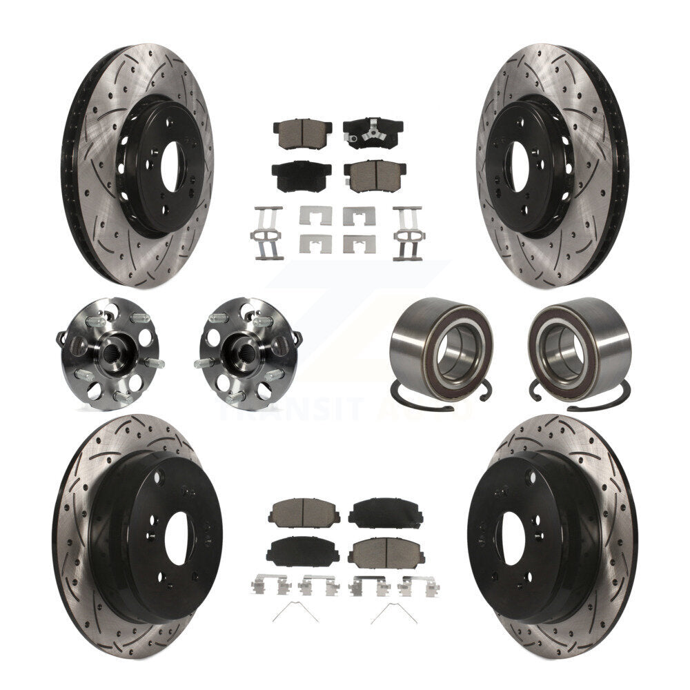 Hub Bearing Coated Brake Rotor Pad Front Rear Kit (10Pc) For 13-16 Acura RDX AWD