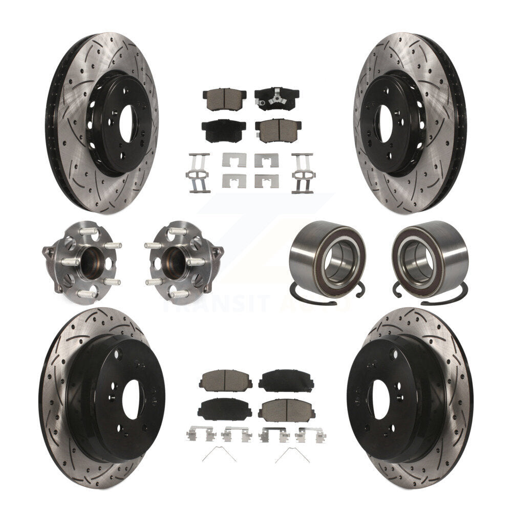 Hub Bearing Coated Brake Rotor Pad Front Rear Kit (10Pc) For 13-18 Acura RDX FWD