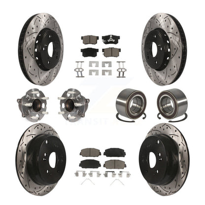 Hub Bearing Coated Brake Rotor Pad Front Rear Kit (10Pc) For 13-18 Acura RDX FWD