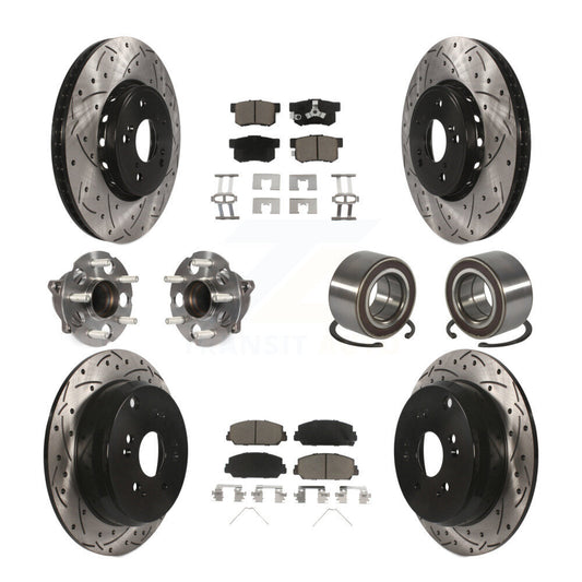Hub Bearing Coated Brake Rotor Pad Front Rear Kit (10Pc) For 13-18 Acura RDX FWD