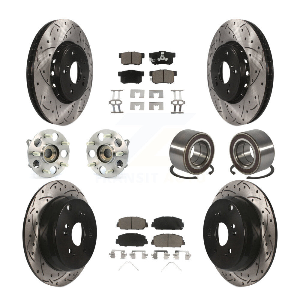 Hub Bearing Coated Brake Rotor Pad Front Rear Kit (10Pc) For 17-18 Acura RDX AWD