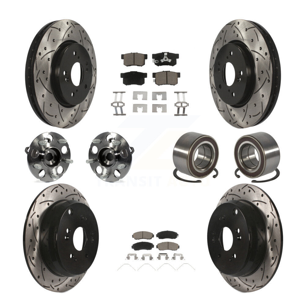 Hub Bearing Coat Brake Rotor Pads Front Rear Kit (10Pc) For 12-16 Honda CR-V AWD