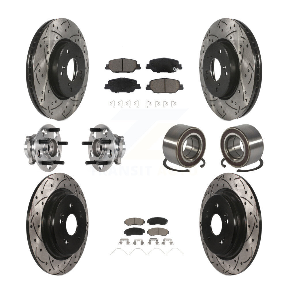 Hub Bearing Coated Disc Brake Rotor And Pad Front Rear Kit (10Pc) For Honda CR-V