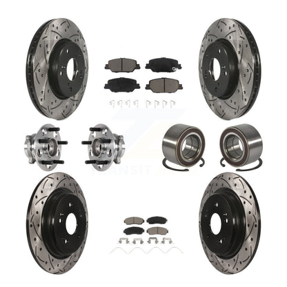Hub Bearing Coated Disc Brake Rotor And Pad Front Rear Kit (10Pc) For Honda CR-V