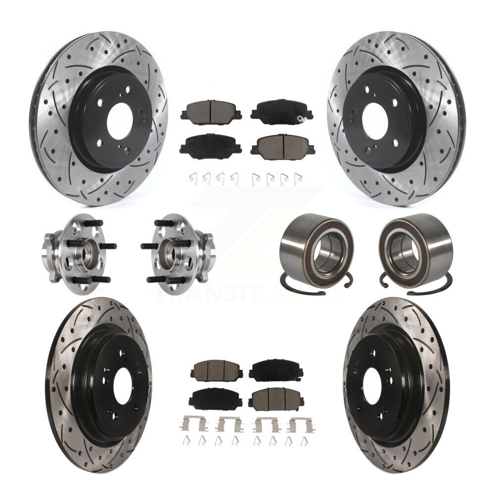 Hub Bearing Coated Disc Brake Rotor And Pad Front Rear Kit (10Pc) For Honda CR-V