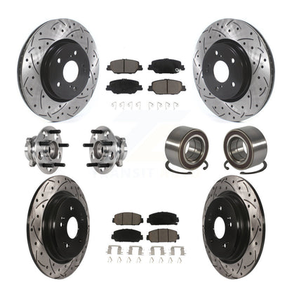 Hub Bearing Coated Disc Brake Rotor And Pad Front Rear Kit (10Pc) For Honda CR-V