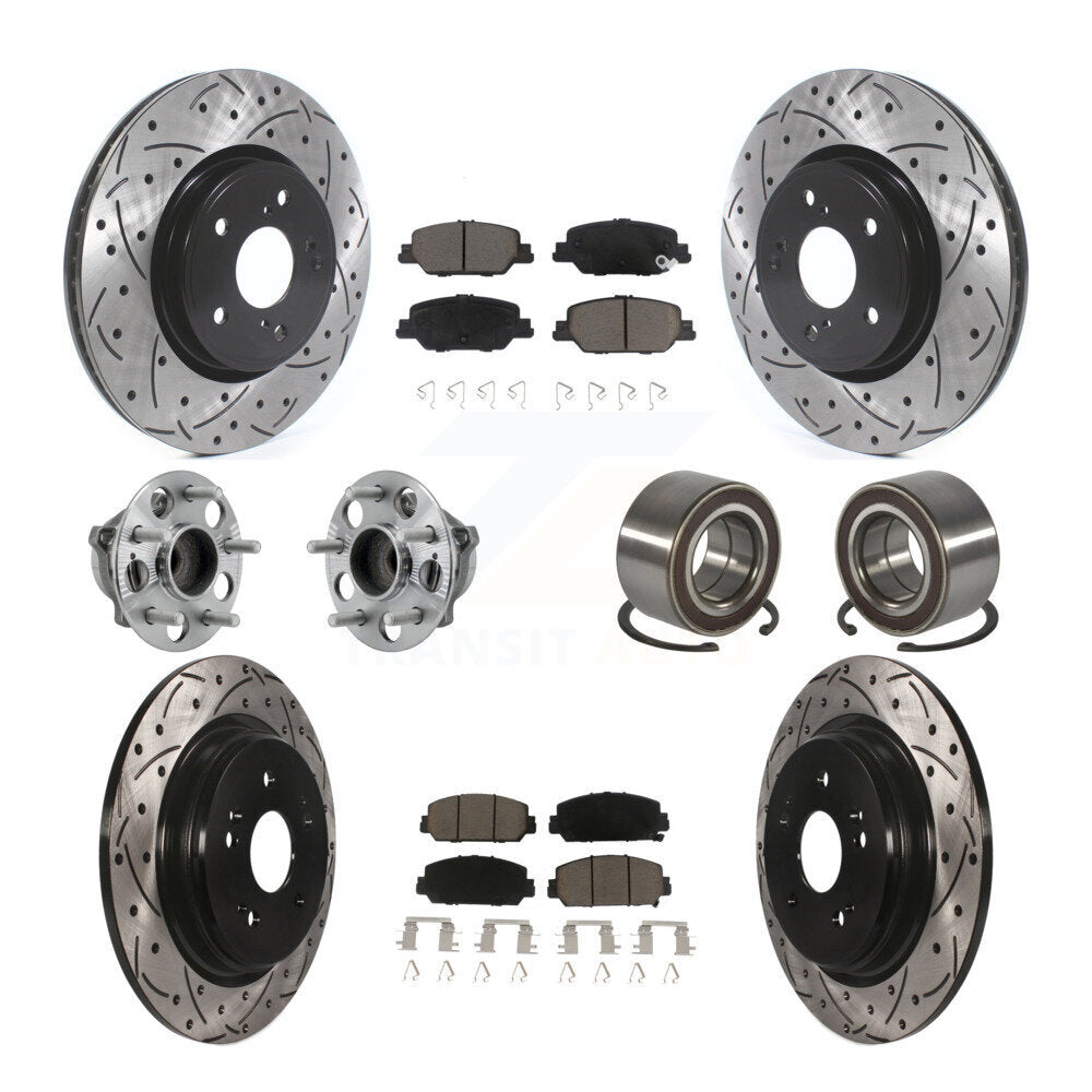 Hub Bearing Coated Disc Brake Rotor And Pad Front Rear Kit (10Pc) For Honda CR-V