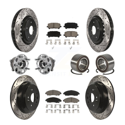 Hub Bearing Coated Brake Rotor Pad Front Rear Kit (10Pc) For 14-16 Acura MDX AWD