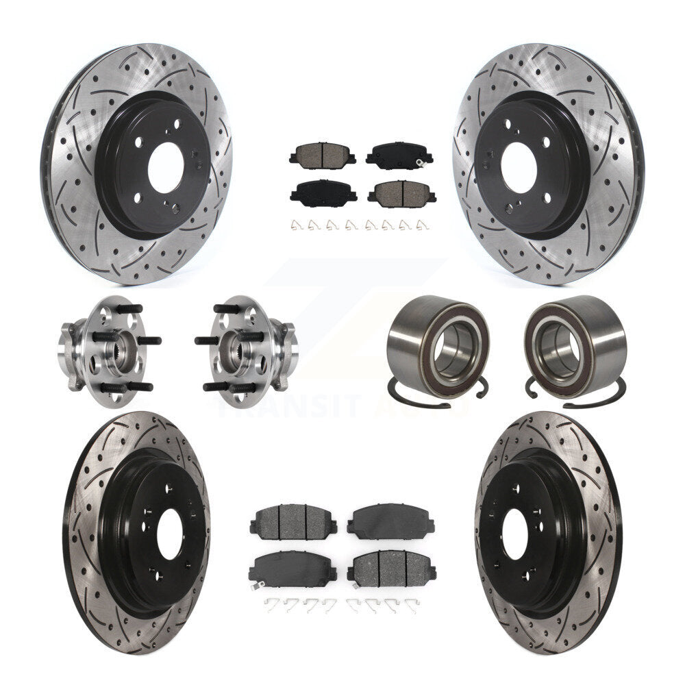 Hub Bearing Coated Disc Brake Rotor And Pad Front Rear Kit (10Pc) For Honda CR-V