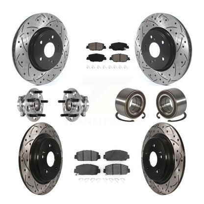 Hub Bearing Coated Disc Brake Rotor And Pad Front Rear Kit (10Pc) For Honda CR-V