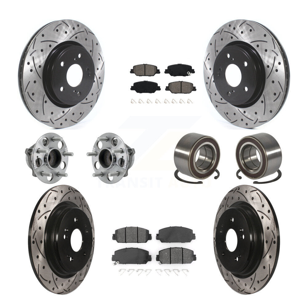 Hub Bearing Coated Disc Brake Rotor And Pad Front Rear Kit (10Pc) For Honda CR-V