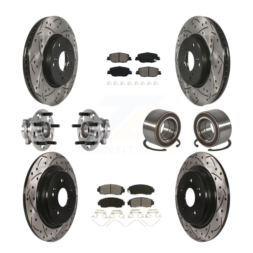 Hub Bearing Coated Disc Brake Rotor And Pad Front Rear Kit (10Pc) For Honda CR-V