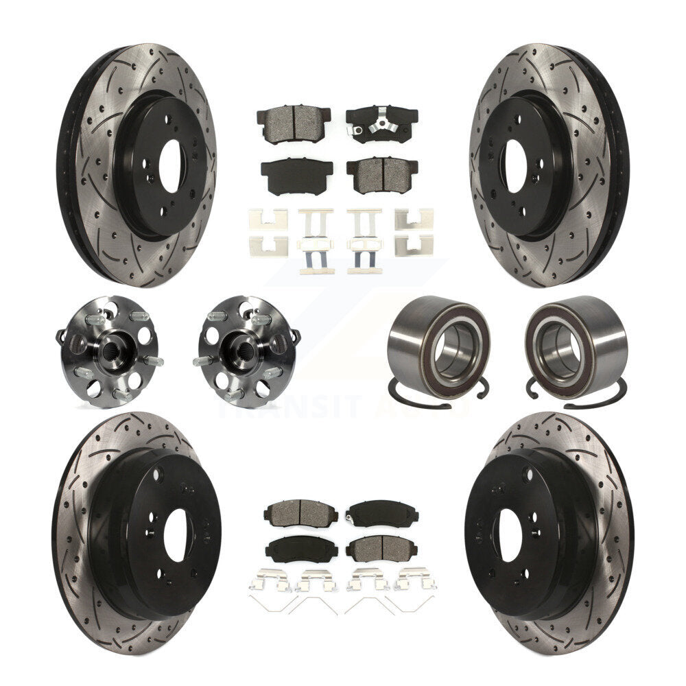 Hub Bearing Coat Brake Rotor Pads Front Rear Kit (10Pc) For 12-16 Honda CR-V AWD