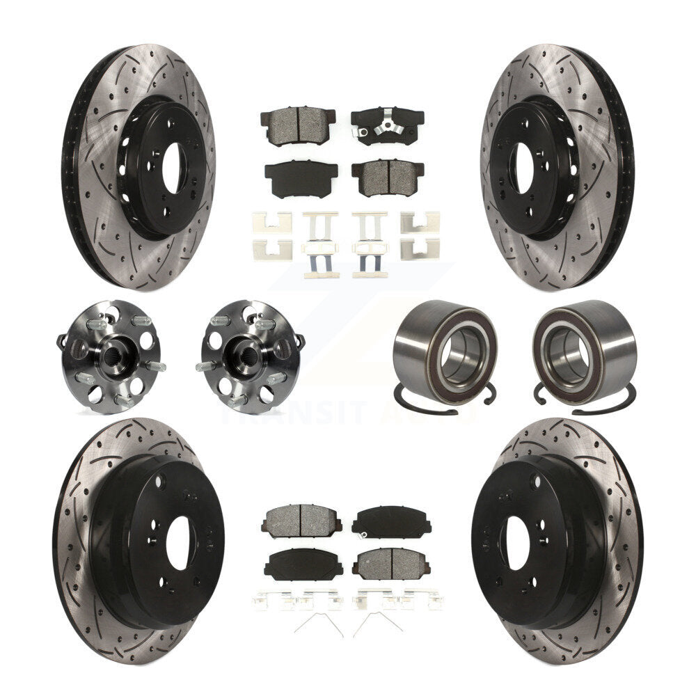 Hub Bearing Coated Brake Rotor Pad Front Rear Kit (10Pc) For 13-16 Acura RDX AWD