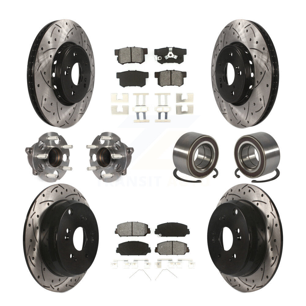 Hub Bearing Coated Brake Rotor Pad Front Rear Kit (10Pc) For 13-18 Acura RDX FWD