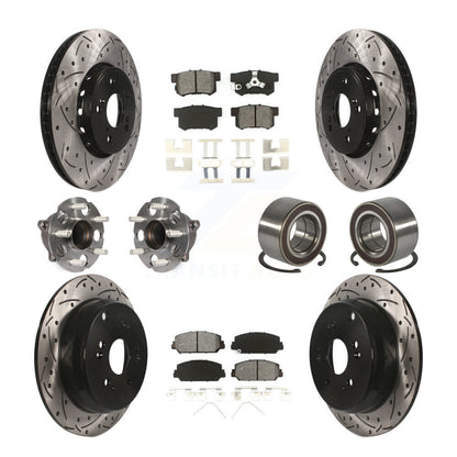 Hub Bearing Coated Brake Rotor Pad Front Rear Kit (10Pc) For 13-18 Acura RDX FWD