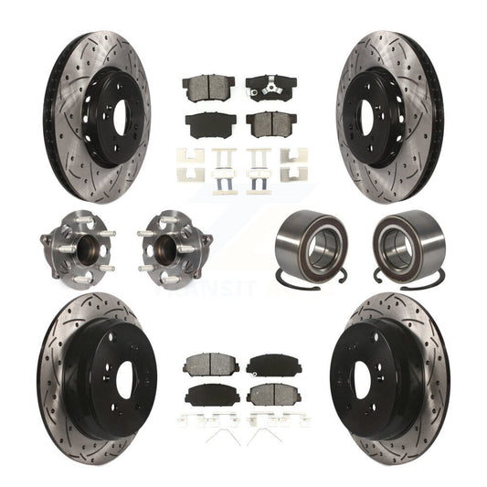 Hub Bearing Coated Brake Rotor Pad Front Rear Kit (10Pc) For 13-18 Acura RDX FWD