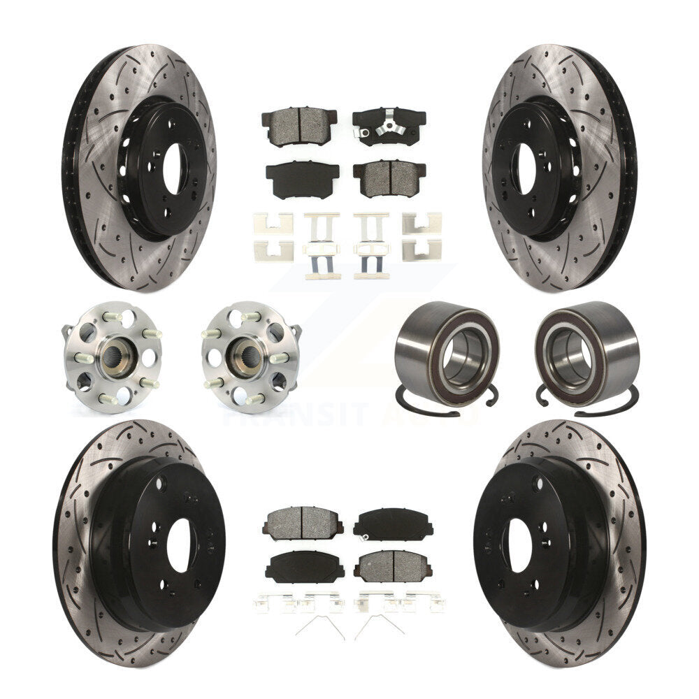 Hub Bearing Coated Brake Rotor Pad Front Rear Kit (10Pc) For 17-18 Acura RDX AWD
