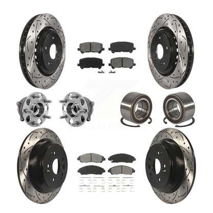 Hub Bearing Coated Brake Rotor Pad Front Rear Kit (10Pc) For 14-16 Acura MDX AWD