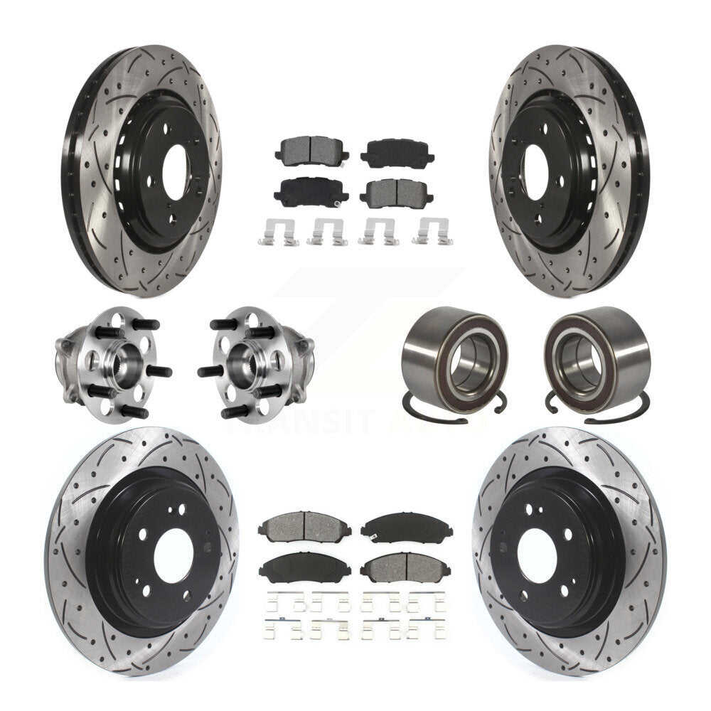 Hub Bearing Coated Disc Brake Rotor And Pads Front Rear Kit (10Pc) For Acura MDX