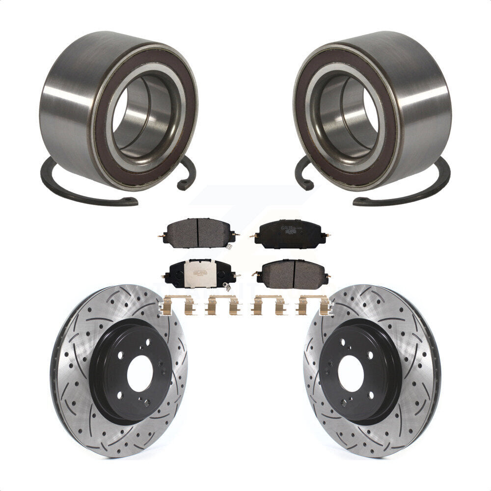 Wheel Bearing Coated Drilled Slotted Brake Rotor & Pads Front Kit For Honda CR-V