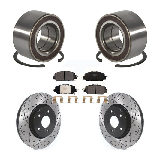Wheel Bearing Coated Drilled Slotted Brake Rotor & Pads Front Kit For Honda CR-V