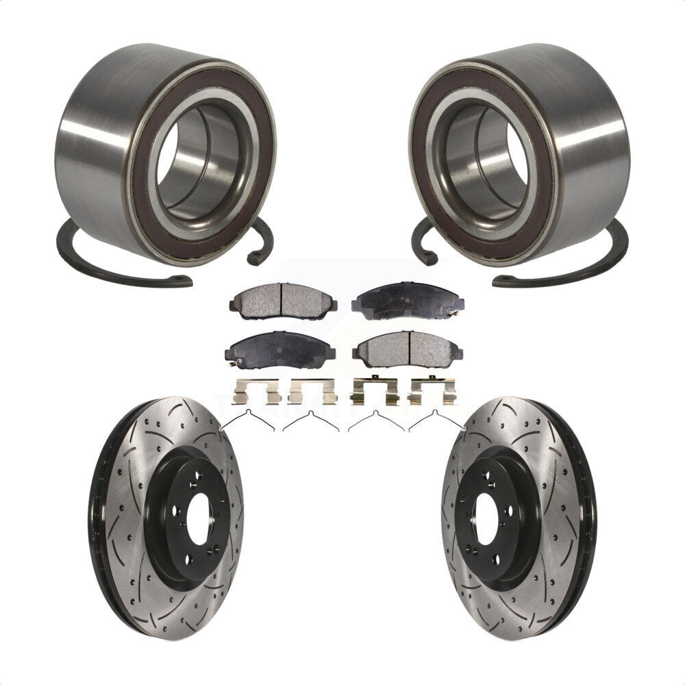 Wheel Bearing Coated Drilled Slotted Brake Rotor And Pad Front Kit For Acura RLX
