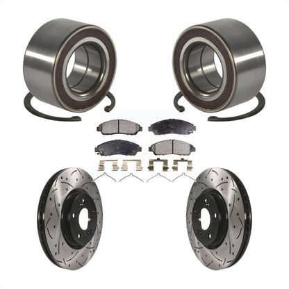 Wheel Bearing Coated Drilled Slotted Brake Rotor And Pad Front Kit For Acura RLX