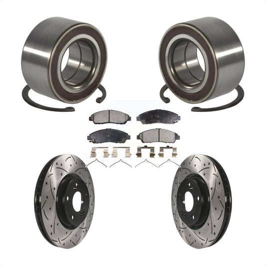 Wheel Bearing Coated Drilled Slotted Brake Rotor And Pad Front Kit For Acura RLX