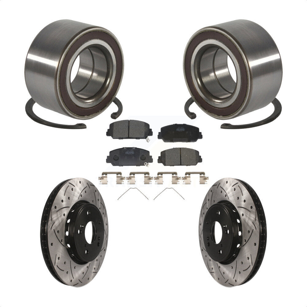 Wheel Bearing Coat Drill Slot Brake Rotor Pads Front Kit For 2013-2018 Acura RDX