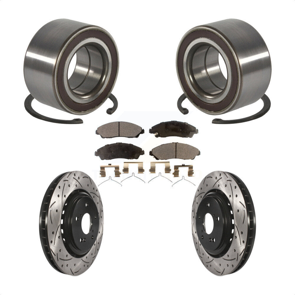 Wheel Bearing Coat Drill Slot Brake Rotor Pads Front Kit For 2014-2016 Acura MDX