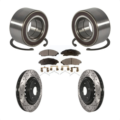 Wheel Bearing Coat Drill Slot Brake Rotor Pads Front Kit For 2014-2016 Acura MDX