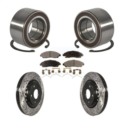 Wheel Bearing Drilled Slot Brake Rotor & Pad Front Kit For Honda Pilot Acura MDX