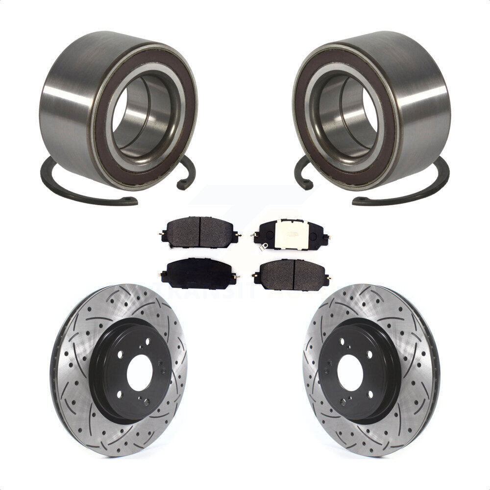 Wheel Bearing Coated Drilled Slotted Brake Rotor & Pads Front Kit For Honda CR-V