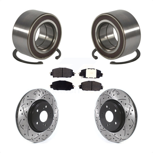 Wheel Bearing Coated Drilled Slotted Brake Rotor & Pads Front Kit For Honda CR-V