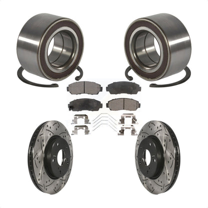 Wheel Bearing Coated Drilled Slotted Brake Rotor & Pads Front Kit For Honda CR-V