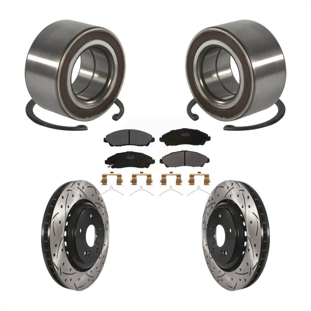 Wheel Bearing Coat Drill Slot Brake Rotor Pads Front Kit For 2014-2016 Acura MDX