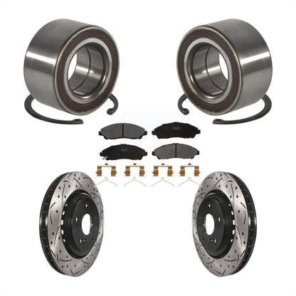 Wheel Bearing Coat Drill Slot Brake Rotor Pads Front Kit For 2014-2016 Acura MDX